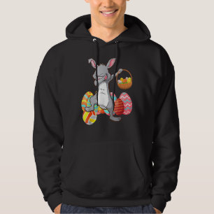 Rabbit Dabbing With Easter Eggs Basket Boys Girls  Hoodie