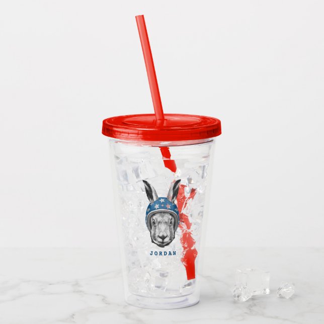 Rabbit Daredevil | Add Your Name Acrylic Tumbler (Front Ice)