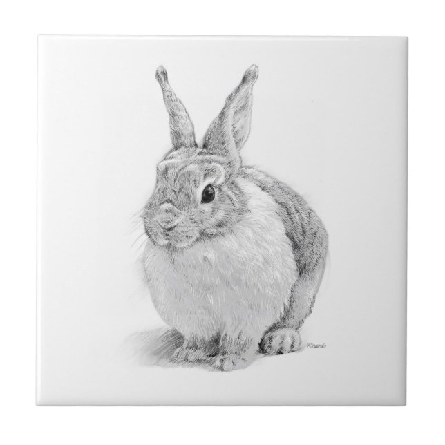 Rabbit Day Ceramic Tile (Front)