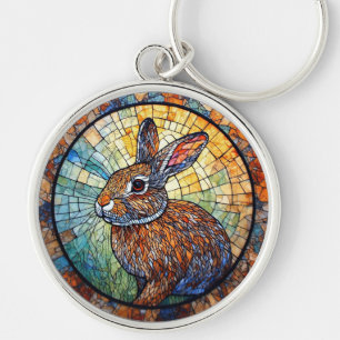 Rabbit Decorative Stained Glass Key Ring