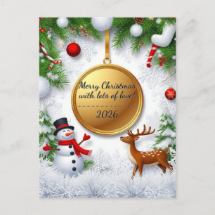 🎄❄️ Rabbit Deer Snowflakes Ornaments Winter Holiday Postcard