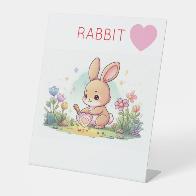 Rabbit design pedestal sign (Front)