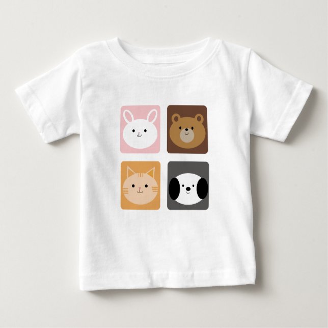 Rabbit, Dog, Cat and Bear Baby T-Shirt (Front)
