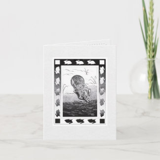 Rabbit Drinking Water Blank Greeting Card