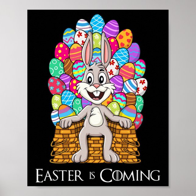 Rabbit Easter Basket Egg Throne Fun Boys Girls Kid Poster (Front)