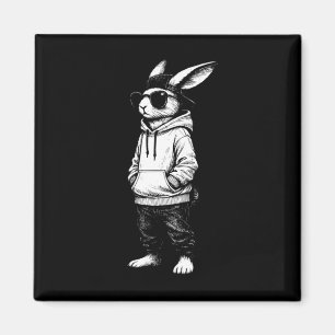 Rabbit Easter Bunny Face With Sungles Cap Easter D Magnet