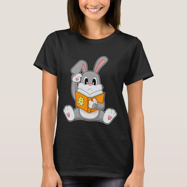 Rabbit Easter Easter egg Reading T-Shirt (Front)