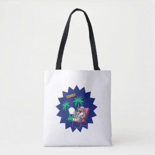 Rabbit eat ice-cream in summer holiday tote bag