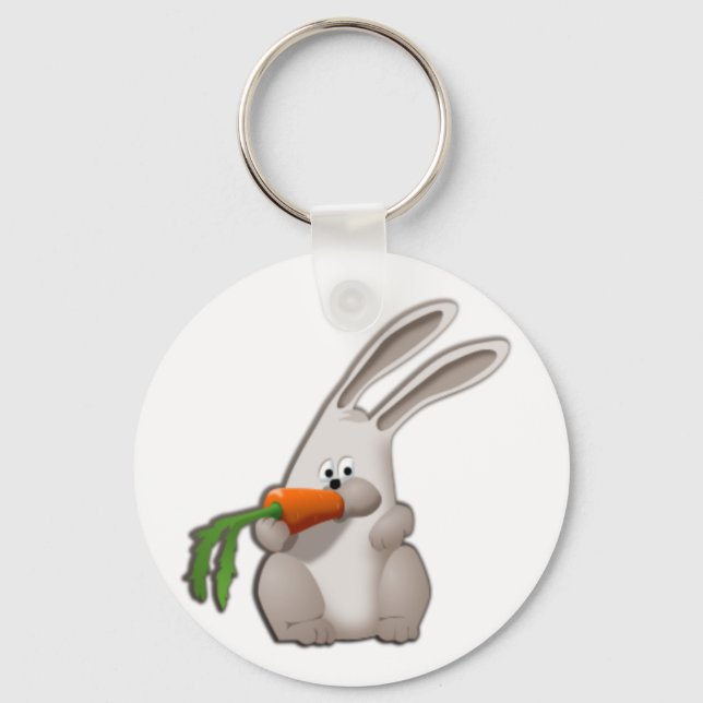 Rabbit Eating A Carrot Key Ring (Front)