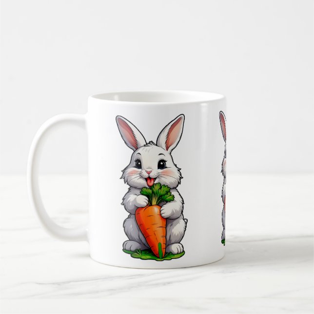 Rabbit Eating Carrot Coffee Mug (Left)