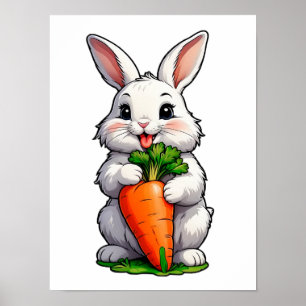 Rabbit Eating Carrot Poster
