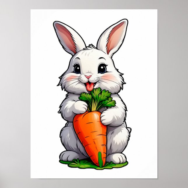 Rabbit Eating Carrot Poster (Front)