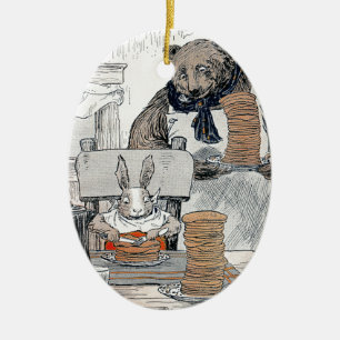 Rabbit Eating Pancake Breakfast Ceramic Tree Decoration