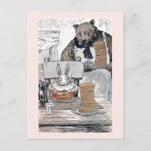 Rabbit Eating Pancake Breakfast Postcard