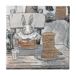 Rabbit Eating Pancake Breakfast Tile