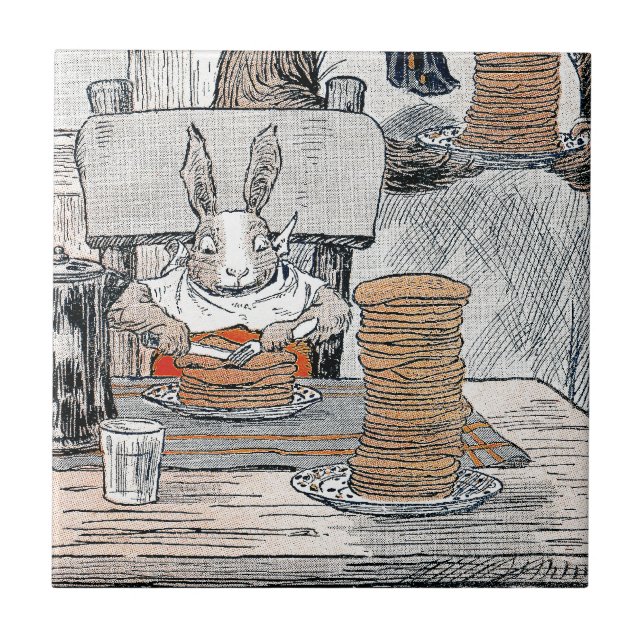 Rabbit Eating Pancake Breakfast Tile (Front)