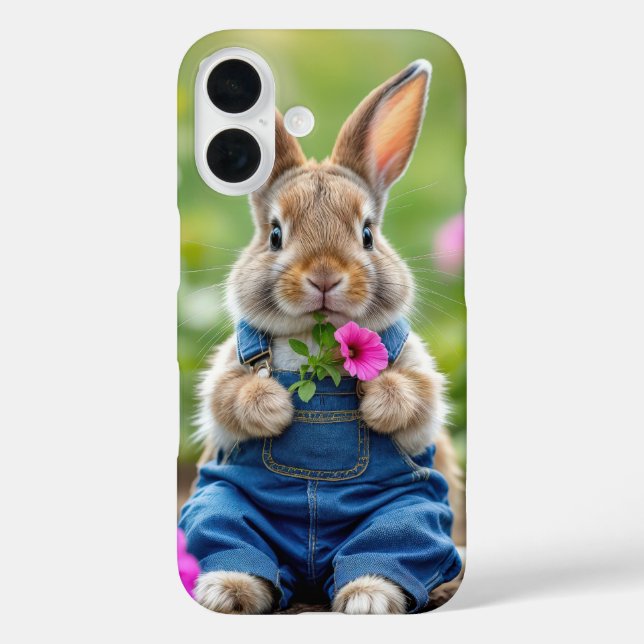 Rabbit Eating Pink Petunia Flowers Case-Mate iPhone Case (Back)