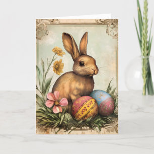 Rabbit Egg Retro Easter Holiday Card