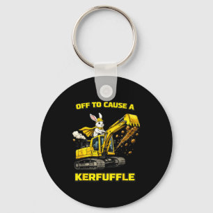 Rabbit Excavator Off To Cause A Kerfuffle Funny Co Key Ring