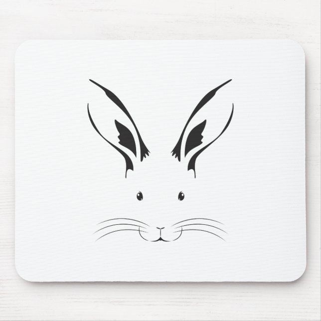 Rabbit Face Silhouette Mouse Pad (Front)