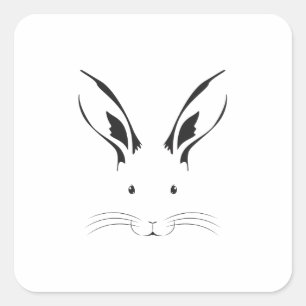 Rabbit Face Silhouette Square Sticker