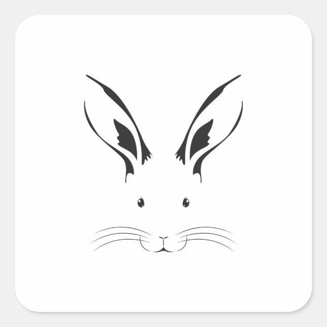 Rabbit Face Silhouette Square Sticker (Front)