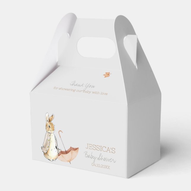 Rabbit Fall Elements Baby Shower Favour Box (Front Side)