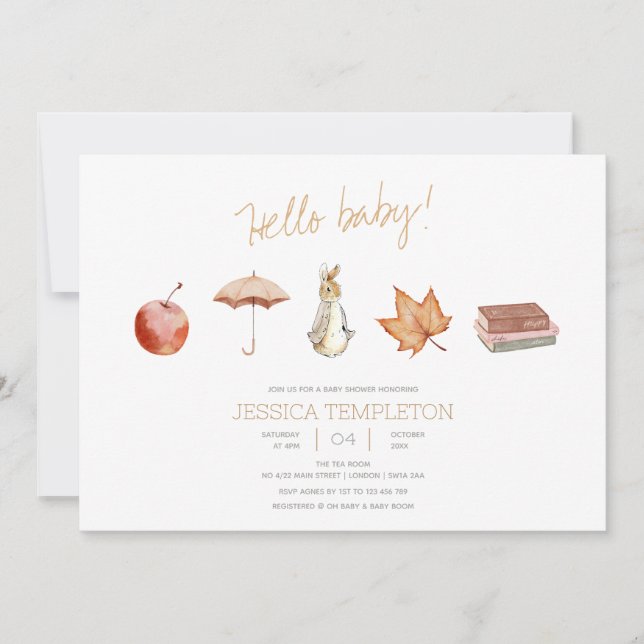 Rabbit Fall Elements Baby Shower Invitation (Front)