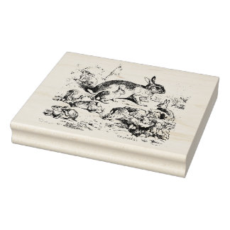 Rabbit Family Wooden Stamp
