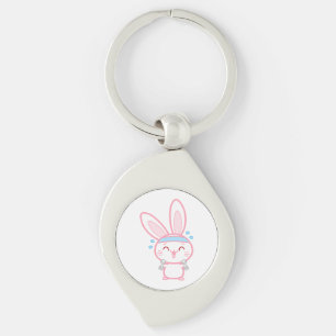 Rabbit, Fitness, Cartoon Key Ring