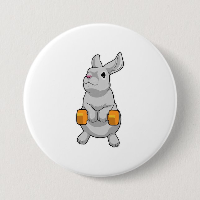 Rabbit Fitness Dumbbell 7.5 Cm Round Badge (Front)