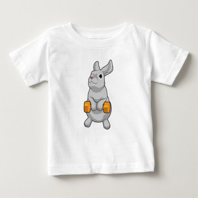 Rabbit Fitness Dumbbell Baby T-Shirt (Front)