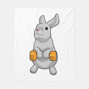 Rabbit Fitness Dumbbell Fleece Blanket