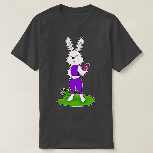 Rabbit Fitness Dumbbell T-Shirt (Design Front)