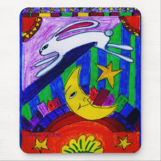 rabbit flew over the moon, mouse pad