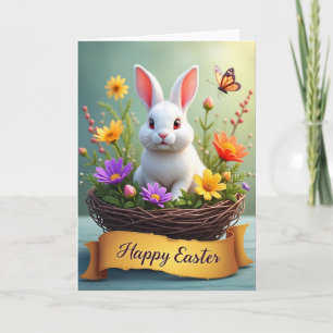 Rabbit Floral Basket Season Card