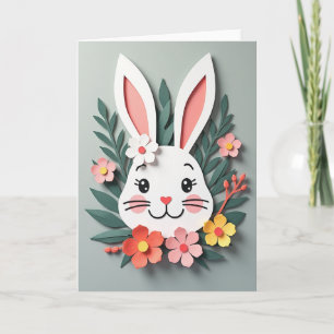 Rabbit Floral Paper Art Card