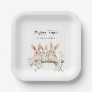 Rabbit Floral Watercolor Easter  Paper Plate