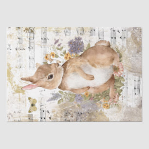 Rabbit Flower Butterfly Music Gold Decoupage Idea  Tissue Paper