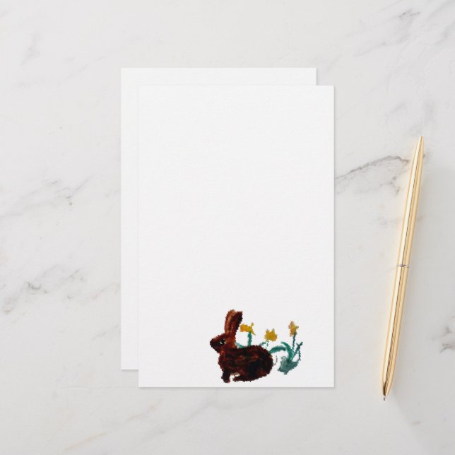 Rabbit Flowers Nature Stationery (Front/Back In Situ)