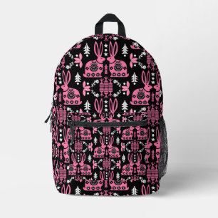 Rabbit Folk Art Home Decor Printed Backpack