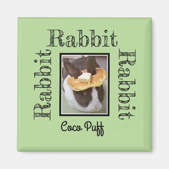 Rabbit Fridge Reminder Personalise Photo Luck Magnet (Front)