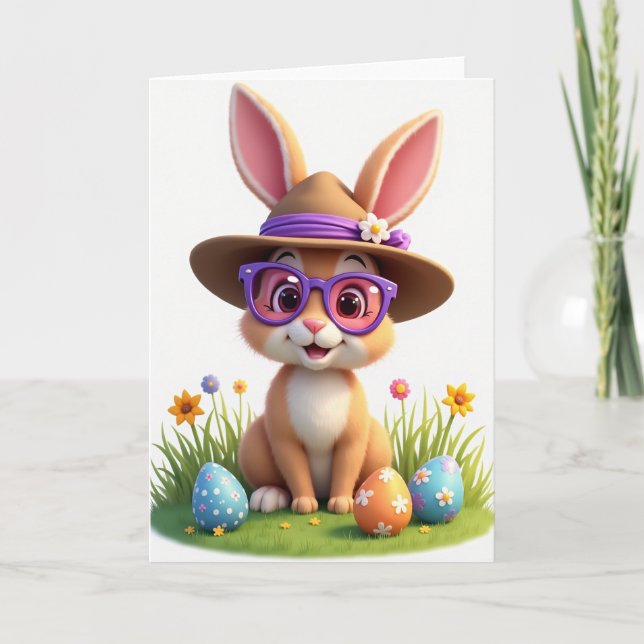 Rabbit Friend Polka Dot Card (Front)