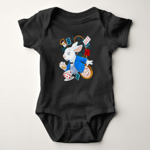 Rabbit Gift   Alice In Wonderland  - White Rabbit Baby Bodysuit