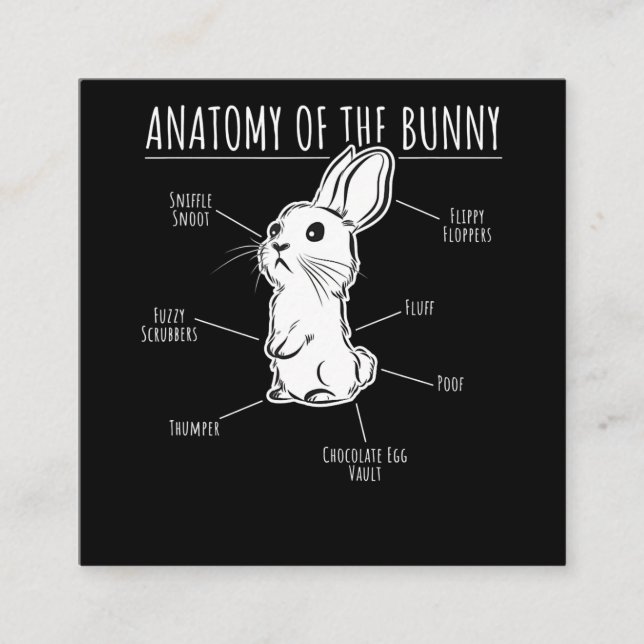 Rabbit Gift |Anatomy Of Bunny Cute Rabbit Pet Love Square Business Card (Front)