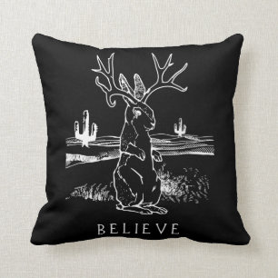 Rabbit Gift   Believe Jackalope Cushion