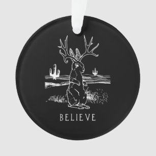 Rabbit Gift Believe Jackalope Ornament