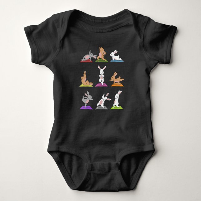 Rabbit Gift | Bunny Yoga In Yoga Poses Sports Baby Bodysuit (Front)