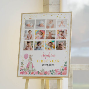Rabbit Girl Birthday Photo Milestone Poster