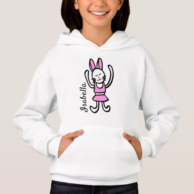 Rabbit Graphic Hoodie with Your Name (Front)